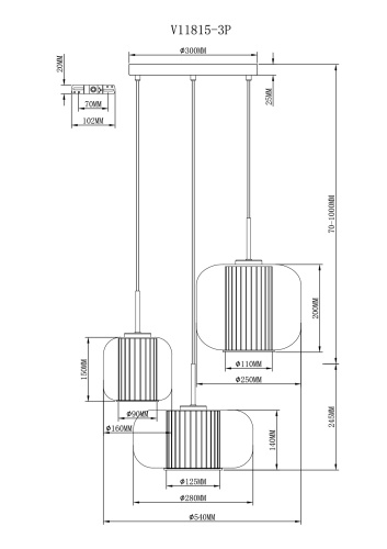 Светильник подвесной Moderli V11815-3P Ember