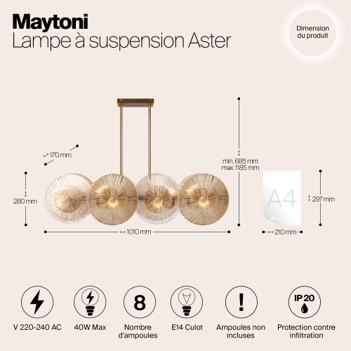 Подвесной светильник Maytoni MOD007PL-08G1