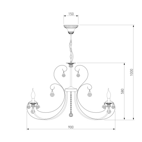 Подвесной светильник Eurosvet 3305/12 белый с золотом/прозрачный хрусталь Strotskis