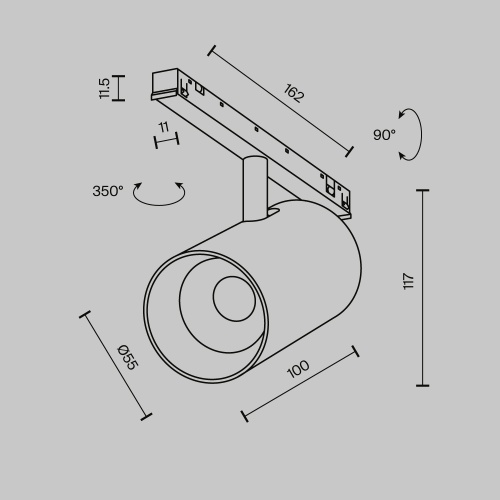 Трековый светильник Technical TR243-4-12WTW-DD2-B