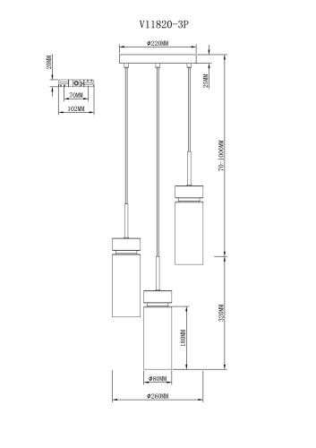 Светильник подвесной Moderli V11820-3P Almero