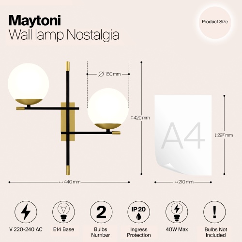 Настенный светильник (бра) Maytoni MOD048WL-02G