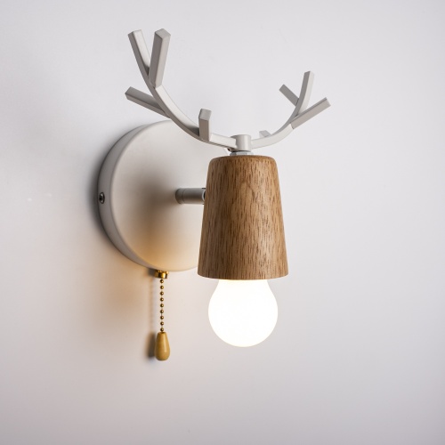 Бра с рожками DEER A SWITCH White/Light wood 204237-26