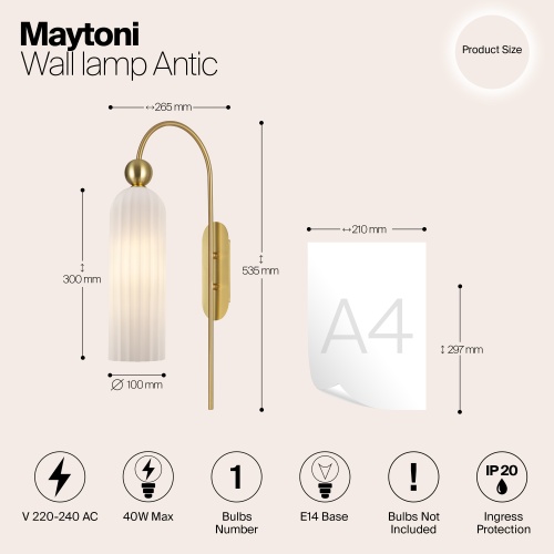 Настенный светильник (бра) Maytoni MOD302WL-01GR