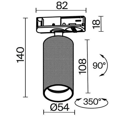 Трековый светильник Technical TR089-1-GU10-BB