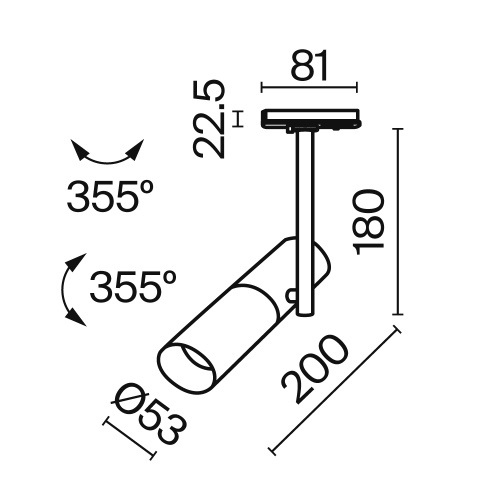 Трековый светильник Technical TR005-1-GU10-B