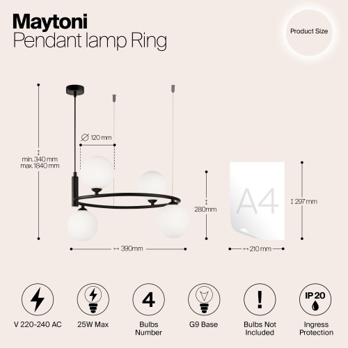 Подвесной светильник Maytoni MOD013PL-04B