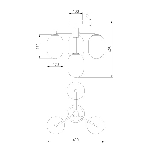  Eurosvet 60161/4/ потолочный светильник/ латунь