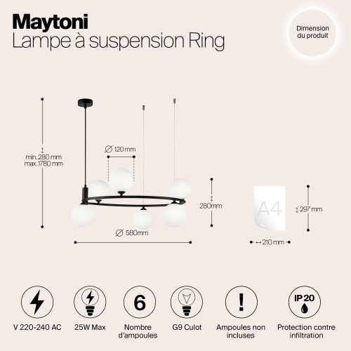 Подвесной светильник Maytoni MOD013PL-06B