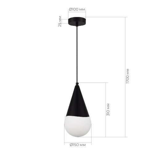 SLE1197-403-01 Светильник подвесной Черный/Белый E27 1*40W FIORI