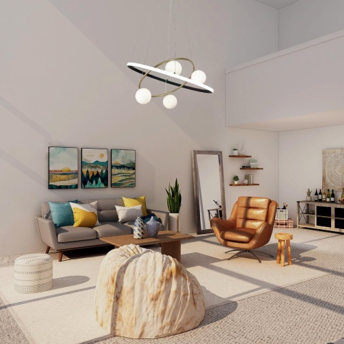 Подвесная люстра F-Promo 4184-6P, подвесная люстра, D600xH150/1200, 4xG9LEDx10W, excluded + LEDx70W + LEDx20W, 4050LM, 3000-6000K, included, remote control