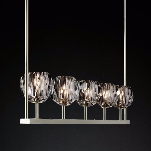 Люстра RH Boule De Cristal Linear Chandelier 5 Nickel 240205-22
