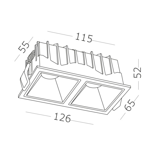 ST757.548.20 Св-к встр. Белый LED 2*10W 60° IP20 L65xW126xH52 85-265V В комплекте Встраиваемые светильники