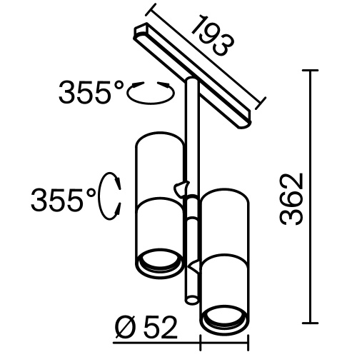 Трековый светильник Technical TR005-4-2X12W-DS-BBS