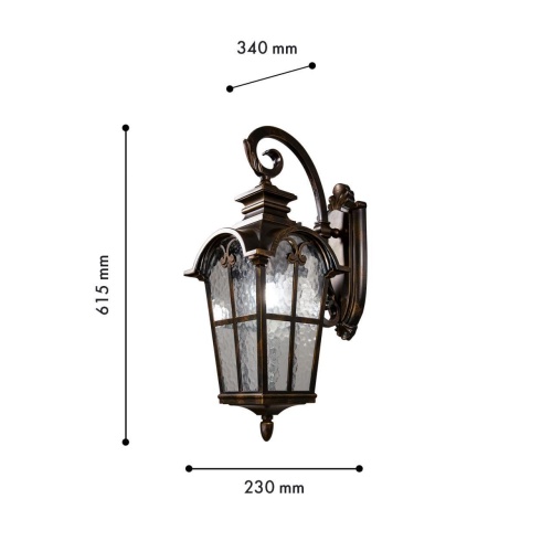 Уличный настенный светильник Favourite 2036-1W, уличный светильник, D330xW230xH520, 1xE27x60W, IP44, excluded