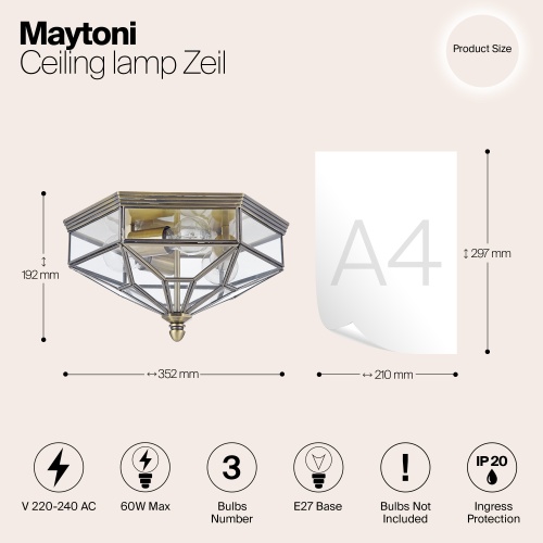 Потолочный светильник Maytoni H356-CL-03-BZ