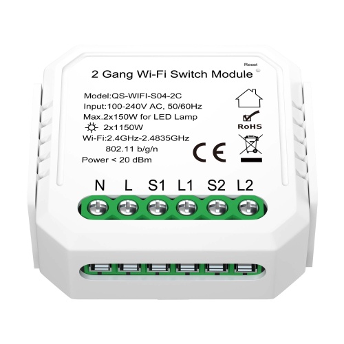 ST9000.500.02C WI-FI реле 2 канала, 2x150W,IP20, L46xW46xH18,230V, Белый AROUND