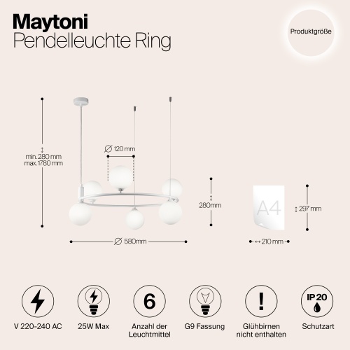 Подвесной светильник Maytoni MOD013PL-06W