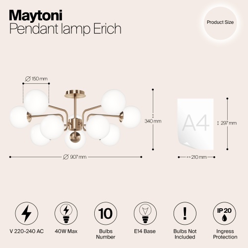 Подвесной светильник Maytoni MOD221PL-10G