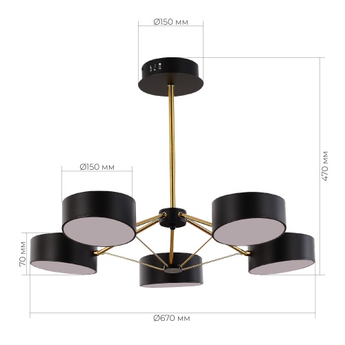 SLE6005-402-05 Светильник потолочный Черный, Золотистый/Черный LED 5*10W VALLE