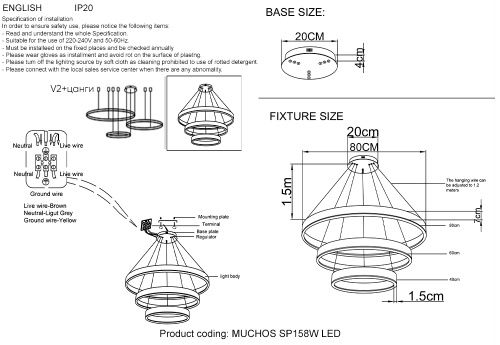 Люстра Crystal Lux MUCHOS SP158W LED GOLD