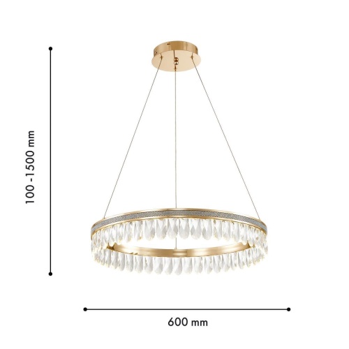 Подвесная люстра Favourite 4207-6P, подвесная люстра, D600xH100/1500, LEDx31W, 3100LM, 3000K, included