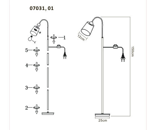 Торшер Kink Light Офелия белый 07031,01