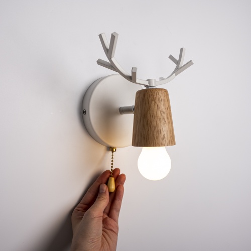 Бра с рожками DEER A SWITCH White/Light wood 204237-26