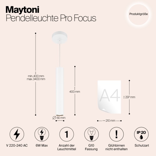 Подвесной светильник Maytoni MOD161PL-01W1