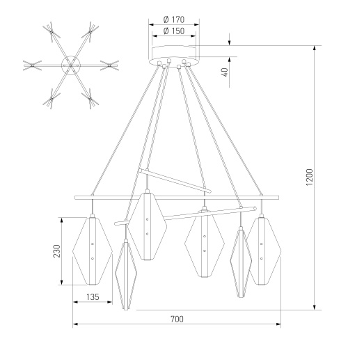 Подвесной светильник Eurosvet 301054 LED латунь