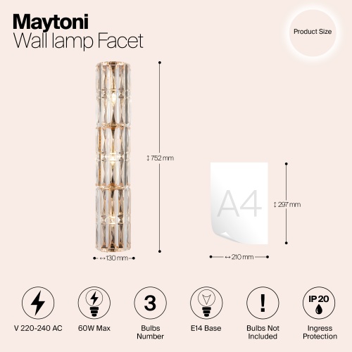 Настенный светильник (бра) Maytoni MOD094WL-03G
