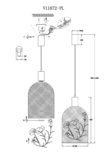 Светильник подвесной светодиодный Moderli V11872-PL Ophelia
