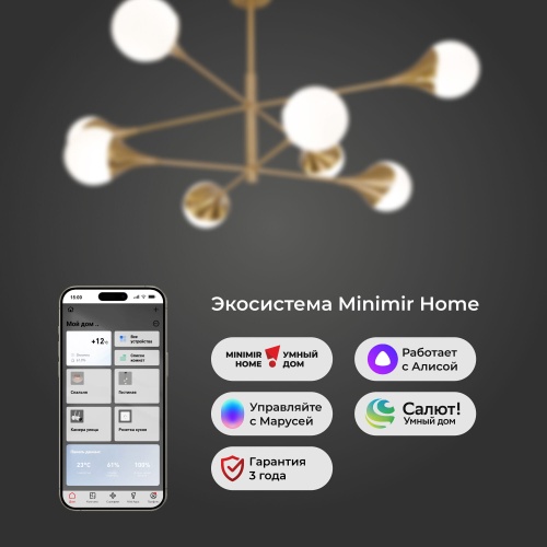 Потолочный светильник Eurosvet 60168/8 латунь Smart