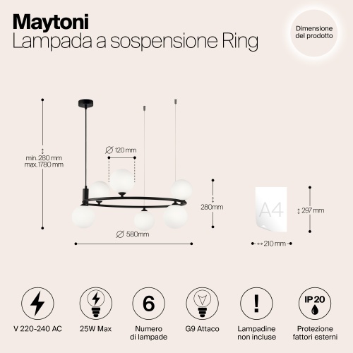Подвесной светильник Maytoni MOD013PL-06B