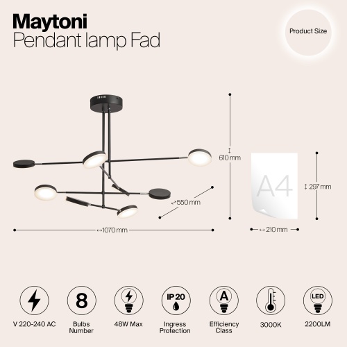Подвесной светильник Maytoni MOD070PL-L48B3K