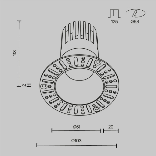 Встраиваемый светильник Technical DL122-15W-3K-TRS-B