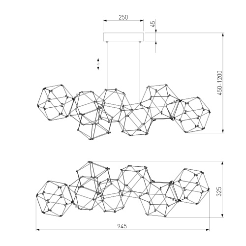 Подвесной светильник Eurosvet 90168/7 черный жемчуг Smart