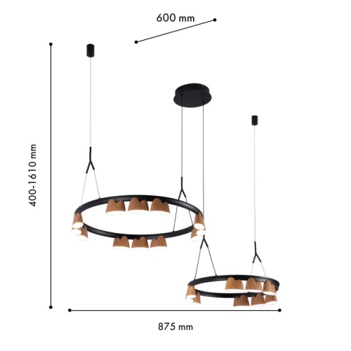 Подвесная люстра Favourite 4266-21P, подвесная люстра, L875xW600xH400/1610, LEDx95W, 4085LM, 4000K, included