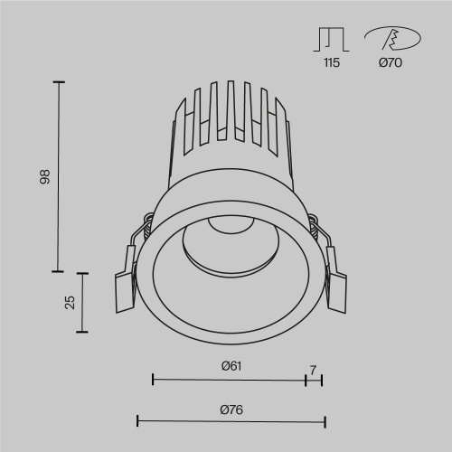 Встраиваемый светильник Technical DL117-15W-3K-B