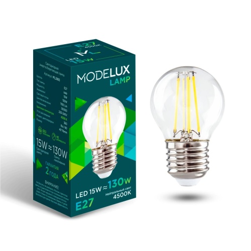 Светодиодная лампа MODELUX ML2883- G45-15W-Е27-4500 clear