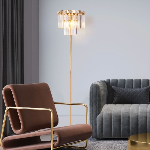 Напольный светильник Eurosvet 01137/3 золото/прозрачный хрусталь Strotskis