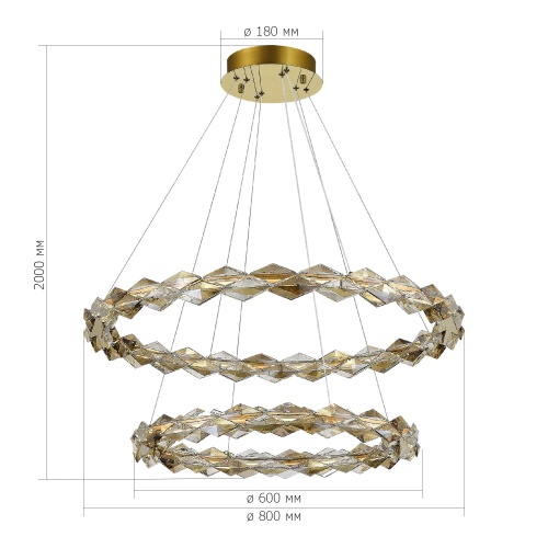 SL6009.203.02 Люстра подвесная ST-Luce Золотистый/Прозрачный,Янтарный LED 1*45W 3000K DIAMANTA