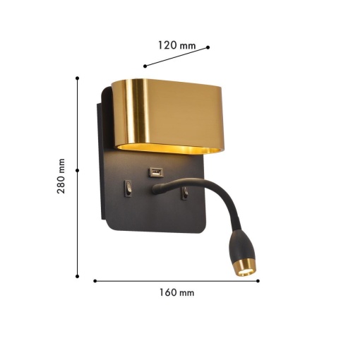Бра F-Promo 4475-2W, настенный светильник, D120xW160xH280, LEDx4W + LEDx1.5W, 220LM, 4000K, included, switch
