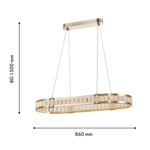 Подвесная люстра Favourite 4206-9P, подвесная люстра, L860xW360xH80/1500, 2xLEDx35W, 7000LM, 3000K, included
