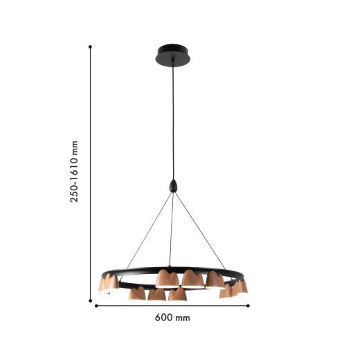 Подвесная люстра Favourite 4266-12P, подвесная люстра, D600xH250/1610, LEDx55W, 2400LM, 4000K, included