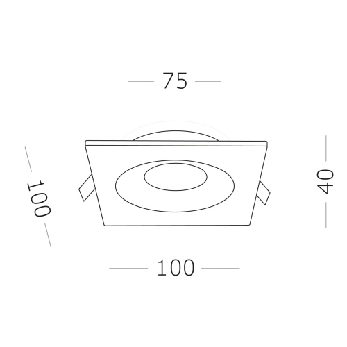 ST259.408.01 Св-к встр. Черный GU10 1*50W IP44 L100xW100xH40 -V Без ламп Встраиваемые светильники