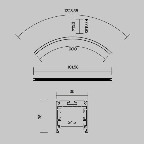 Профиль Led Strip ALM-3535R-B-EX-90°-1.5M