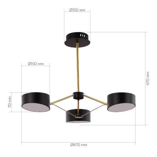 SLE6005-402-03 Светильник потолочный Черный, Золотистый/Черный LED 3*10W VALLE