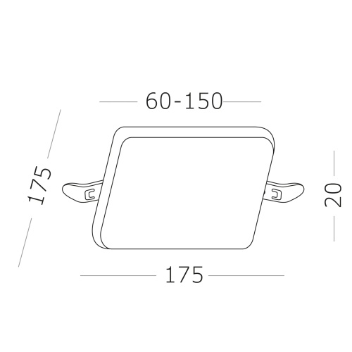 ST700.038.22 Св-к встр. Белый LED 1*22W 3000K 1 890Lm Ra80 120° IP20 L175xW175xH20 85-265V Встраиваемые светильники