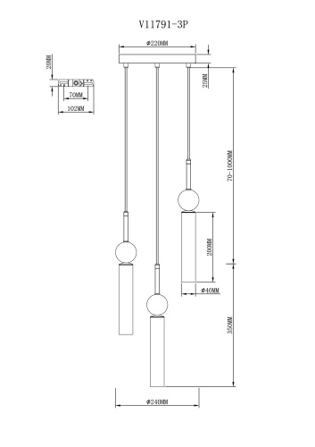 Светильник подвесной Moderli V11791-3P Illis